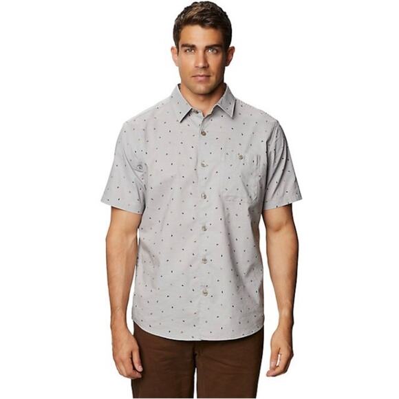 Mountain Hardware Grey Big Cottonwood Button Down Short Sleeve Shirt Large - Picture 1 of 8